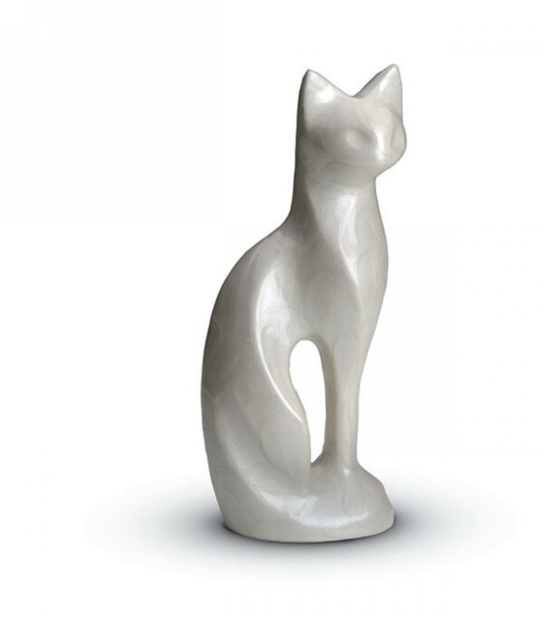 Urne Funeraire Statue En Forme De Chat Blanc Marron Et Noir Au Paradis Des Chats